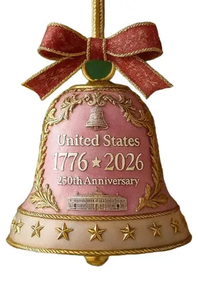 Produktbild von Glockenornament zum 250. Jahrestag der Vereinigten Staaten, patriotische Gedenk-Weihnachtsbaumglocke aus Metall, Hängedekoration für Feiertage und Partys