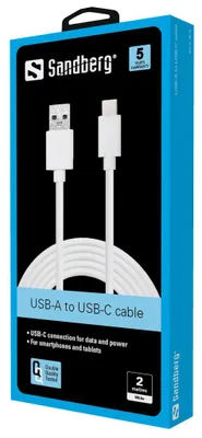 Image de Sandberg 136-14 - Câble USB-C 3.1 vers USB-A 3.0 de 2 m, blanc
