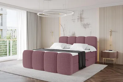 Produktbild von ALTDECOR Boxspringbett mit Fußteil - NINA-Z - 180x200  Altrosa Aragon- Komplett-Set mit Bonell-Federkernmatratze und Topper, Polsterbett mit H3 Matratze und Bettkästen, Lattenrost, Bett mit Stauraum, Doppelbett, Boxbett