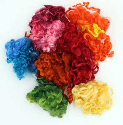 Produktbild von Wensleydale Locken Wollstapel - Mix / Bunt Floating Color 20gr. Filzwolle