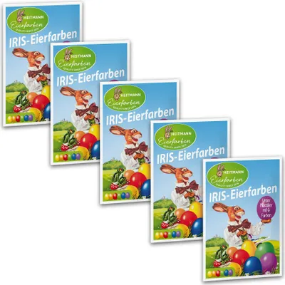 Produktbild von Heitmann 5er Pack IRIS Eierfarben je 6 Stück Heißfärbe Blättchen pro Packung