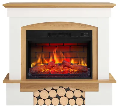 Obrázek produktu pro Elektrický krb ArtiFlame Woodley AF23BS bílá / přírodní dub - Elektrický vestavný krb 1800 W, realistický efekt plamene LED, funkce topení, dálkové ovládání