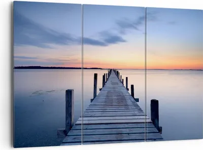 Produktbild von Bild auf Leinwand - Leinwandbild - Sonnenuntergang See Wasser Brücke - 165x110cm - Wand Bild - Wanddeko - Leinwanddruck - Bilder - Kunstdruck - Leinwand bilder - Wandkunst - CE165x110-2508