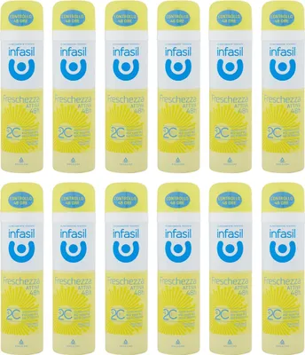 Produktbild von Infasil Deodorant-Spray Frische aktiv 48 Stunden, mehr Schweiß mehr Sie wissen als frisch, Deo 12x 150 ml + Italian Gourmet polpa 400g