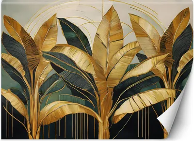 Produktbild von Vlies fototapete Tropische Bananenblätter 300x210 cm Feeby Gold inkl. Kleber einfache Montage
