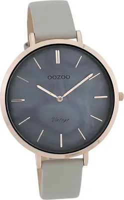 Produktbild von Oozoo Leder Damen Uhr matt Analog Quarzuhr Armband grau Vintage Series D2UOC9805A