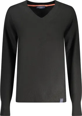 Produktbild von Damen V-Ausschnitt-Pullover Schwarz mit Kontrastdetails - Umweltfreundlich