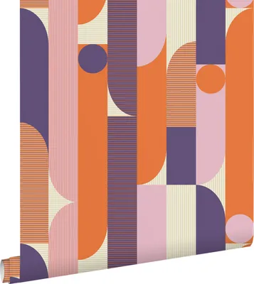 Immagine prodotto di ESTAhome carta da parati forme geometriche viola, arancione e marrone 50 x 900 cm