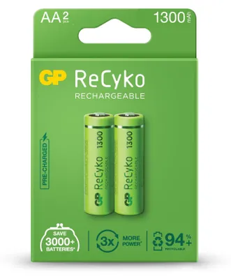 Productafbeelding van Oplaadbare batterijen GP ReCyko 1300 AA (HR6), 2 stuks, B25232