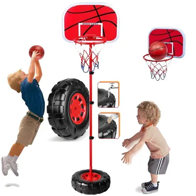 Produktbild von Basketballkorb-Set für Kinder, höhenverstellbar mit Ball und Pumpe