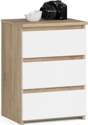 Image de Table de chevet "raumhirsch" de 40 cm de largeur avec 3 tiroirs. Petite commode, table d'appoint, profondeur de 35 cm