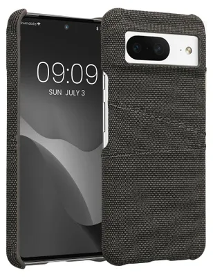 Produktbild von kwmobile Hülle kompatibel mit Google Pixel 8 - Handyhülle Handy Case - Stoff mit Kartenfach Grau