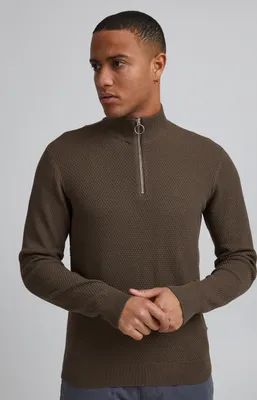 Produktbild von CASUAL FRIDAY CFKarlo Herren Strickpullover Feinstrick Pullover Troyer mit Stehkragen und Reißverschluss Struktur Strick