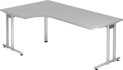 Produktbild von bümö Schreibtisch Serie-N - Nachbildung: Grau, Größe: Eckschreibtisch 200 x 120 cm