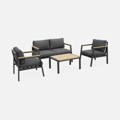 Produktbild von sweeek - Gartenlounge-Set aus Aluminium und Polywood, 4-Sitzer - Anthrazit