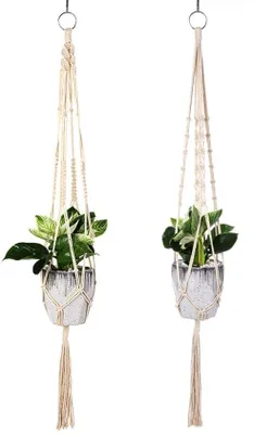 Produktbild von Macramé Pflanzenhänger 105cm Baumwollseil Innen Außen Deko