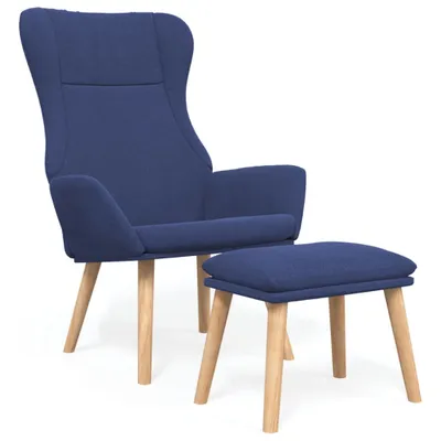 Produktbild von Relaxsessel mit Hocker Blau Stoff