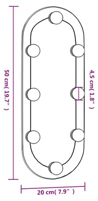 Immagine prodotto di Specchio da parete con luci LED 20x50 cm in vetro ovale