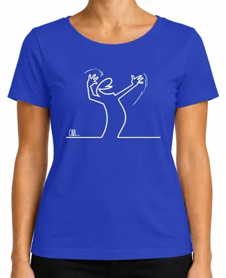 Produktbild von La Linea Strichmännchen Balum Osvaldo Cavandoli Kult Cartoon Retro Damen T-Shirt, Blau, L