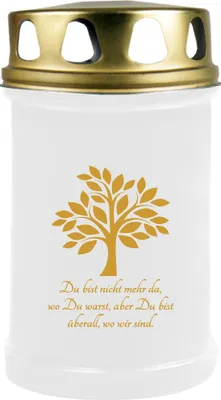 Produktbild von HS Candle 8er Pack Grabkerzen mit Motiv, Grablicht mit Brenndauer von ca. 2 Tage, Motiv:  Baum Gold, in vielen weiteren Varianten