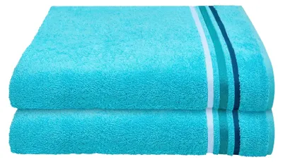 Produktbild von SCHIESSER Duschtuchset Skyline Color | Einfarbig | 2-teilig | 100% Baumwolle | Flauschig & Saugstark | 70x140 cm | Türkis