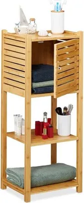 Image de Étagère de salle de bain en bambou avec 2 étagères