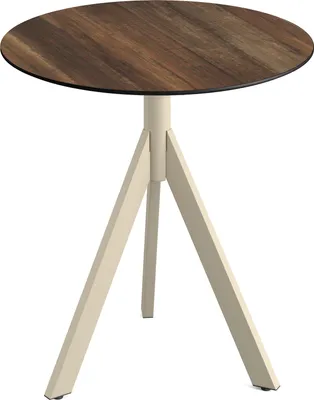 Produktbild von Infinity Tripod Terrassentisch Sand frame + Tropical Wood HPL Ø70 cm