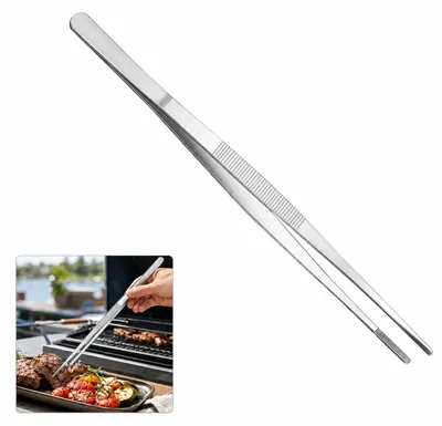 Grillzange Edelstahl 30 cm – lange Küchenzange für BBQ