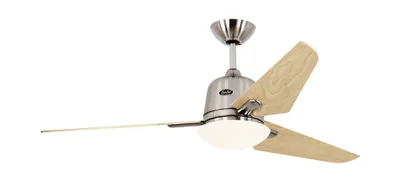 Zdjęcie produktu dla Energooszczędny wentylator sufitowy z oświetleniem i pilotem Eco Aviatos 132 cm chrom szczotkowany / klon
