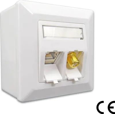 Produktbild von ORSEM Netzwerkdose Keystone Dose Jack Modul Cat.6a RJ45 LAN + TV SAT F-Antenne Aufputz und Unterputz Datendose Verlegekabel vollgeschirmt Uni Weiß
