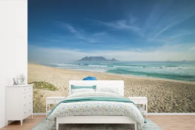 Produktbild von Fotobehang Weiß Strand mit Tafelberg Südafrika Breite 525 cm Höhe 350 cm