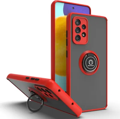 Produktbild von Samsung A32 4G Hülle, Ring Halter Ständer Matte Transluzent TPU Rahmen Stoßfest Schutzhülle für Samsung Galaxy A32 4G Rot