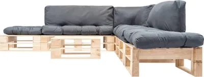 Immagine prodotto di vidaXL Set da salotto in pallet da 6 pezzi con cuscini in legno grigio