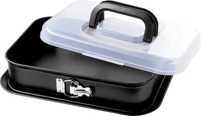 Produktbild von Famanu rechteckige Kuchenform mit Deckel 35,5 x 24 cm – Antihaft-Bakform für Tiramisu