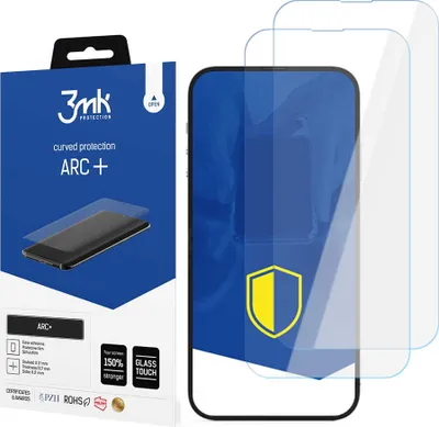 Produktbild von 3mk Display Schutzfolie ARC+ für iPhone 14/14 Pro  0,17mm Self-Heal (2 Stück)