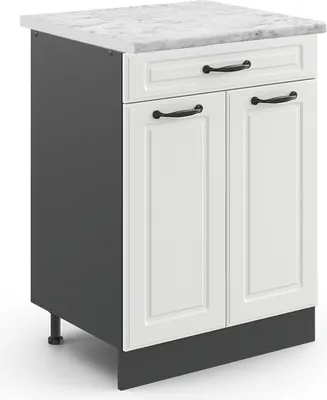 Produktbild von Küchenunterschrank Vicco R-Line Weiß Landhaus 60 cm , AP Marmor, Model 46555