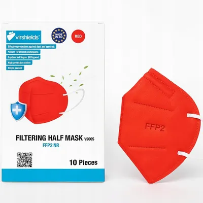 Zdjęcie produktu dla Maska Ochronna Virshields FFP2 Czerwony 10 Szt. Do Ochrony I Higieny Opakowanie