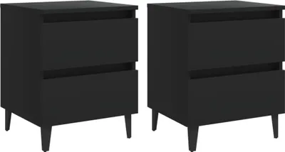 Produktbild von vidaXL Nachttische 2 Stk. Schwarz 40x35x50 cm Holzwerkstoff