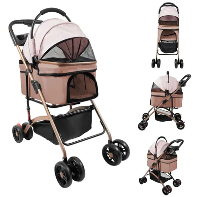 Produktbild von 2 in 1 Hundewagen,Hundebuggy mit abnehmbarem Träger, klappbar Haustierwagen,Bis 20kg,Jogger Hundekinderwagen für kleine Hunde & katzen 96x70x48cm