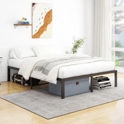 Produktbild von Plattformbett 140 x 200 cm - Metallbettgestell - Lattenrost - Stauraum - Modernes Design