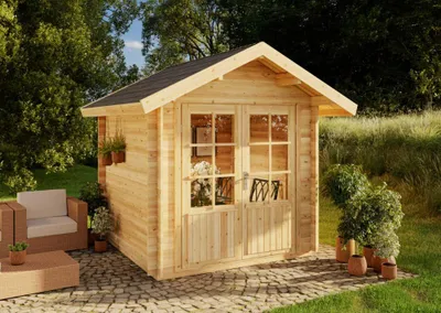 Produktbild von Alpholz Gartenhaus Set Palma Imprägniert 261x261cm mit Boden & Dacheind.