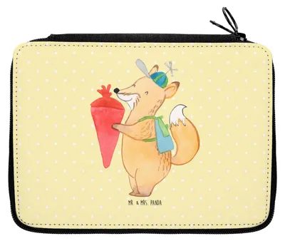 Produktbild von Mr. & Mrs. Panda Federmappe Fuchs Schulkind - Gelb Pastell - Geschenk, Lustige Sprüche, Federmäppchen, Mäppchen, Schuletui, Etui, reiseetui, Bleistiftetui