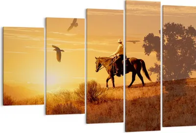 Produktbild von Bild auf Leinwand - Leinwandbild - Pferd Cowboy Bauernhof Reiten - 150x100cm - Wand Bild - Wanddeko - Leinwanddruck - Bilder - Kunstdruck - Leinwand bilder - Wandkunst - EG150x100-2955