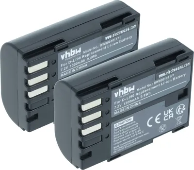 Produktbild von vhbw 2x Akku kompatibel mit Pentax K-5 IIs, K-7 D-SLR, K645D Kamera (1300 mAh, 7,2 V, Li-Ion)