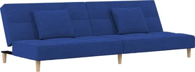 Produktbild von vidaXL Schlafsofa 2-Sitzer mit 2 Kissen Blau Stoff