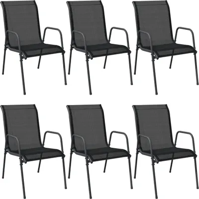 Produktbild von vidaXL Gartenstühle 6 Stk. Stahl und Textilene Schwarz
