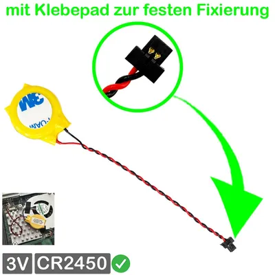 Produktbild von CR2450 CMOS Knopfzelle 3V mit Anschluss Kabel kompatibel Minisforum X400 Mini PC BIOS Batterie