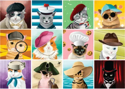Obrázek produktu pro Roovi Puzzle Jigsaw Cats with Hats – 1000 dílků, kartonová krabička