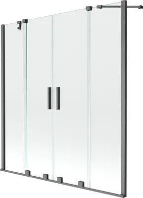 Produktbild von Mexen Velar Duo 2-Flügel-Badewannenwand Regulierbare 140 x 150 cm, transparent, gun gray gebürstet - 896-140-000-02-66