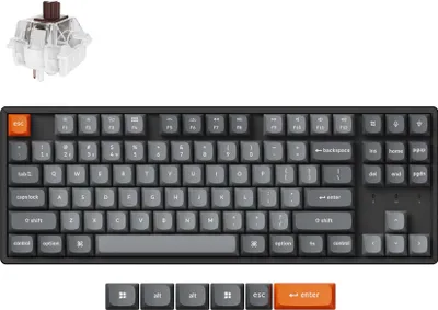 Obrázek produktu pro Keychron K8 Max, 80%, Kabelový a bezdrátový, USB + RF Wireless + Bluetooth, Mechanický spínač, RGB LED, Černá